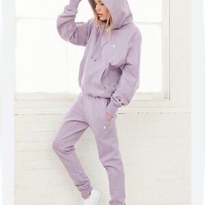 Champion Reverse Weave Sweatshirt & Joggers Matching Sweat Suit Set XS Lavender
